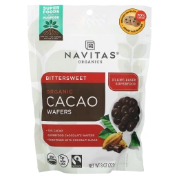 Navitas Organics, органические вафли из какао, горько-сладкий вкус, 227 г (8 унций)
