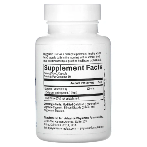Advance Physician Formulas, экстракт баклажана, 500 мг, 60 капсул