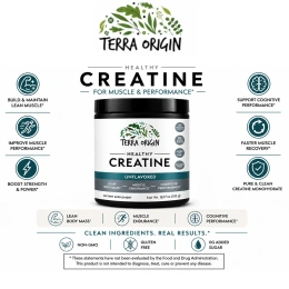 Terra Origin, здоровый креатин, без вкусовых добавок, 515 г (18,17 унции)