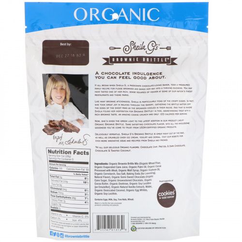 Sheila G's, Organic, Brownie Brittle, Chocolate & Toasted Coconut, 5 oz (142 g)