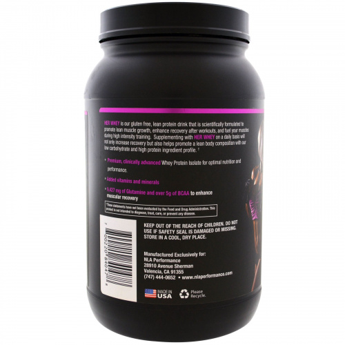 NLA for Her, Сыворотка для нее, высококачественный протеин для сухой мышечной массы, шоколадное пирожное, 2 фунта (905 г)