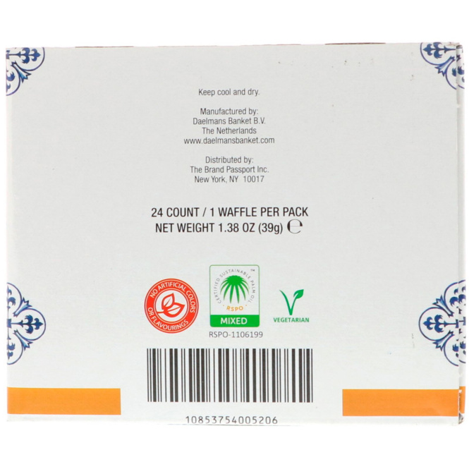 Daelmans, Стропвафли, карамель, 24 шт., 1,38 унции (39 г) каждая