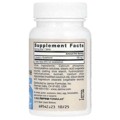 Jarrow Formulas, S-ацетил-L-глутатион, 100 мг, 60 таблеток