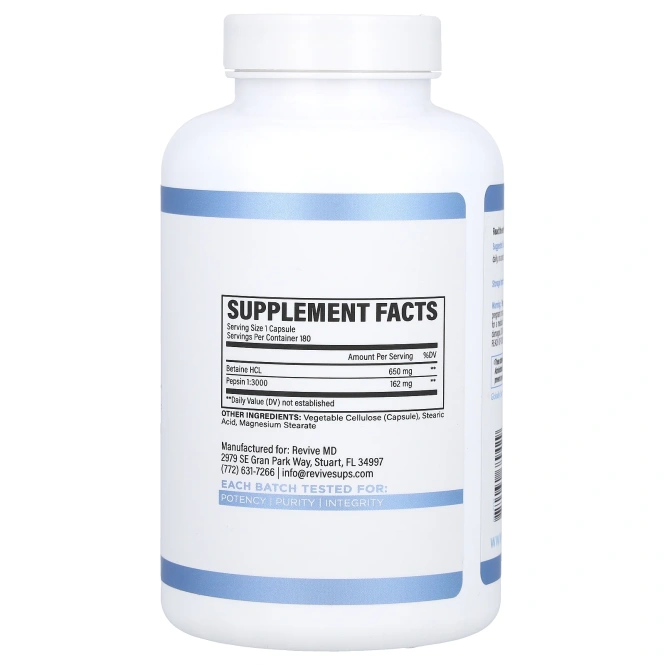 Revive, бетаин гидрохлорид, 180 вегетарианских капсул