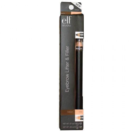 E.L.F. Cosmetics, Двусторонний карандаш для бровей, цвет слоновая кость / средний, 1,95 г/2,5 г