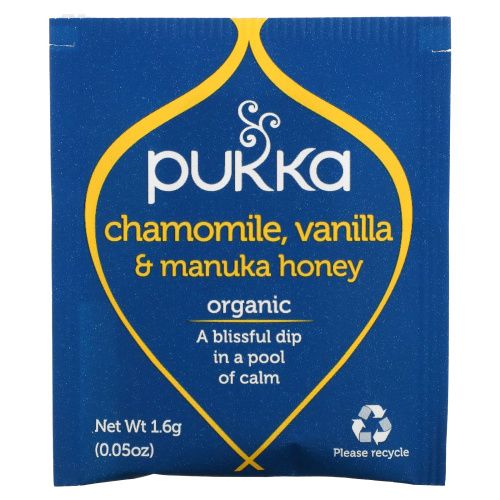 Pukka Herbs, Chamomile, Vanilla & Manuka Honey Tea, 20 Herbal Tea Sachets, 0.05 oz (1.6 g)