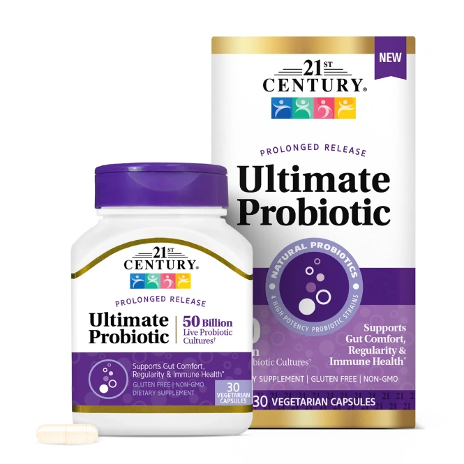 21st Century, Ultimate Probiotic, 50 млрд КОЕ, 30 вегетарианских капсул