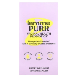 Lemme, Purr, пробиотики для здоровья влагалища, 60 веганских капсул