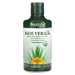 Country Life, Realfood Organics, алоэ вера+, 32 жидких унции (944 мл)
