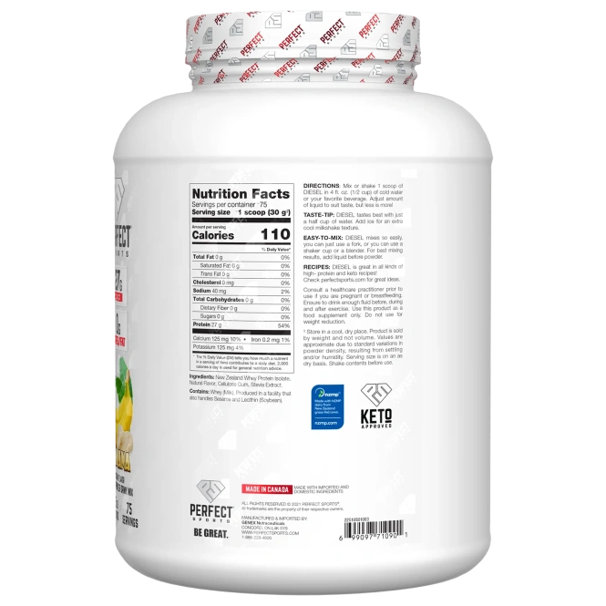 PERFECT Sports, Diesel, изолят сыворотки из Новой Зеландии, банан, 2,27 кг (5 фунтов)