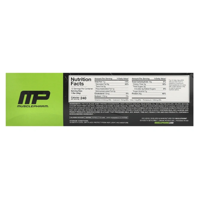 MusclePharm, Combat Sport Bar, шоколадный батончик с арахисовым маслом, 12 батончиков, 54 г (1,90 унции)