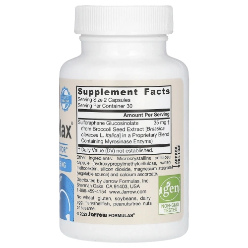 Jarrow Formulas, BroccoMax, активированный мирозиназой SGS, 60 растительных капсул