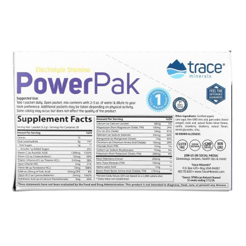Trace Minerals Research, PowerPak + Immunity, лимон и ягоды, 30 пакетиков по 5,3 г (0,19 унции)