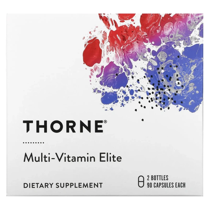 Thorne, Multi-Vitamin Elite, мультивитамины для приема утром и вечером, без глютена, 2 флакона, по 90 капсул