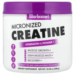 Bluebonnet Nutrition, микронизированный креатин в порошке, без добавок, 300 г (10,58 унции)