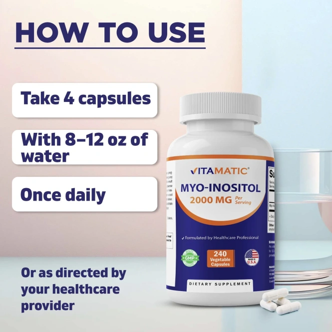 Vitamatic, мио-инозитол, 240 капсул (500 мг в 1 капсуле)