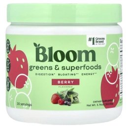 Bloom, зелень и суперфуды, с ягодным вкусом, 163,8 г (5,76 унции)