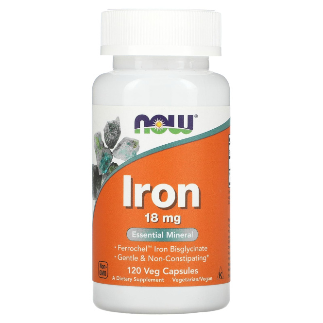 NOW Iron 18 mg, 120 вегетарианских капсул