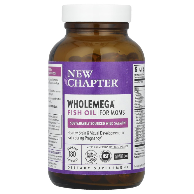 New Chapter, Wholemega для мам, 500 мг, 180 мягких таблеток