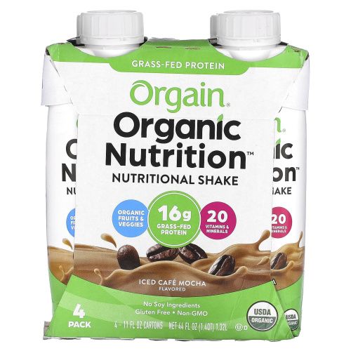 Orgain, All In One Nutritional Shake, Iced Cafe Mocha, 4 Pack, 11 fl oz Each
