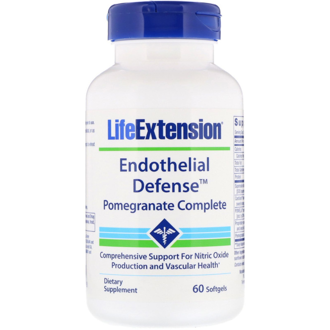 Life Extension, Endothelial Defense, Полноценный комплекс с гранатом, 60 мягких таблеток
