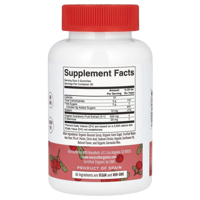 MaryRuth's, Органические жевательные мармеладки с D-маннозой, 60 жевательных таблеток
