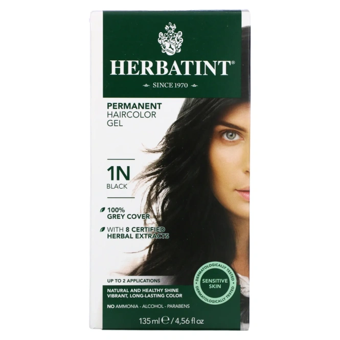 Herbatint, Перманентная краска-гель для волос, 1N, черный, 4,56 жидкой унции (135 мл)