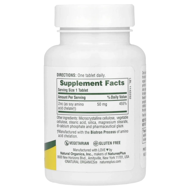 Nature's Plus, Цинк, 50 мг, 90 таблеток