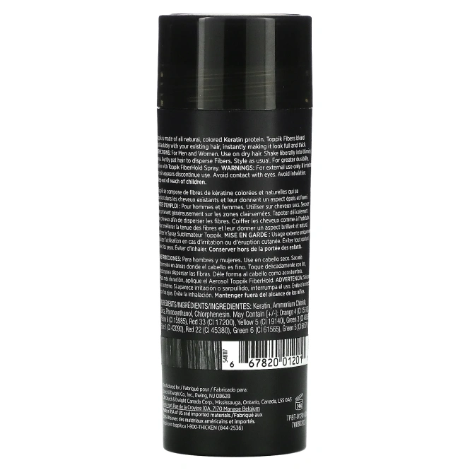 Toppik, Hair Building Fibers, загуститель для волос, оттенок черный, 27,5 г (0,97 унции)