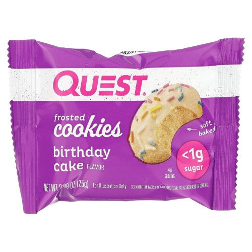 Quest Nutrition, Глазированное печенье Праздничный торт 8 шт