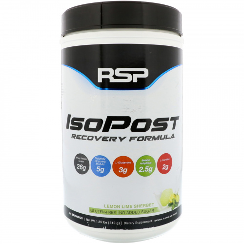 RSP Nutrition, IsoPost, Recovery Formula, Lemon Lime Sherbert, 1.85 lbs (810 g)