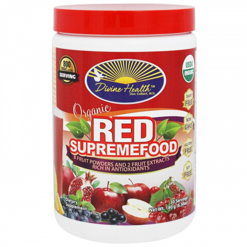 Divine Health, "Красный сверхпродукт", органическая смесь из фруктовых порошков и экстрактов, 6,30 унции (180 г)
