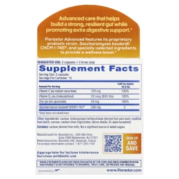 Florastor, Advanced, Immunity Probiotic & Immune Supplement, 30 Vegetarian Capsules