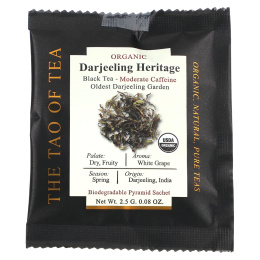 The Tao of Tea, Organic Darjeeling Heritage, черный чай, 15 пакетиков-пирамидок, 37,5 г (1,32 унции)