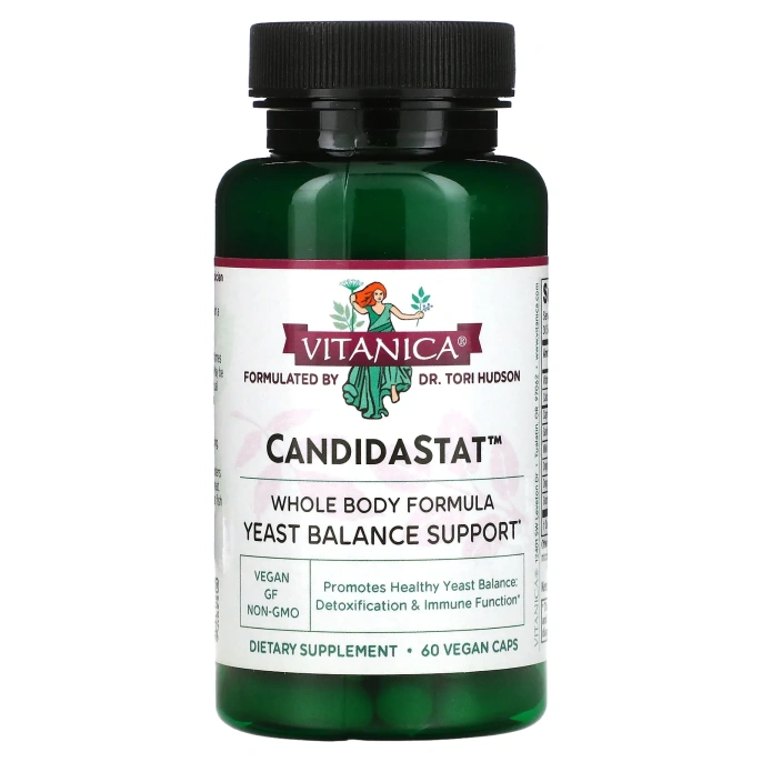 Vitanica, CandidaStat для поддержки баланса дрожжей, 60 капсул на растительной основе