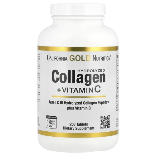 California Gold Nutrition пептиды гидролизованного Коллагена I и III типов с витамином C, 250 таблеток