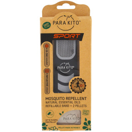 Para'kito, Спортивная версия, браслет с репеллентом от комаров + 2 пеллеты, черный, набор из 3 предметов