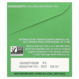 Twinings, Чистый черный чай, ирландский завтрак, без кофеина, 20 чайных пакетиков, 40 г (1,41 унции)