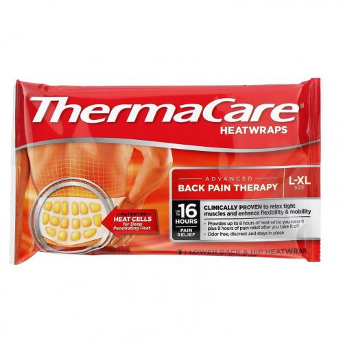 ThermaCare, Расширенная терапия боли в спине, L-XL, одноразовое, 2 тепловых обертывания для поясницы и бедер