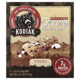 Kodiak Cakes, Жевательные батончики из гранолы, S'mores, 5 батончиков, 35 г (1,23 унции) каждый