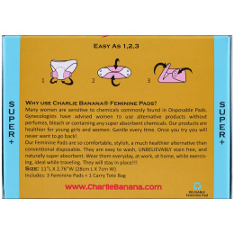 Charlie Banana, 3 супер + женские прокладки, Цветочные, 3 прокладки