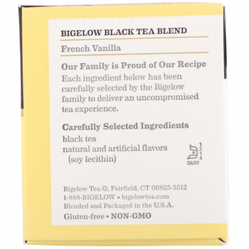 Bigelow, Черный чай с французской ванилью, 20 чайных пакетиков, 1,28 унций (36 г)