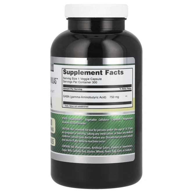 Amazing Nutrition, ГАМК, 750 мг, 300 растительных капсул