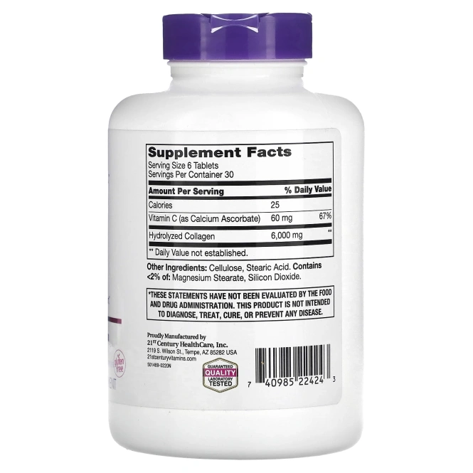 21st Century, суперколлаген с витамином C, 6000 мг, 180 таблеток (1000 мг в 1 таблетке)