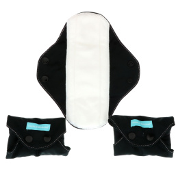 Charlie Banana, Супер-прокладки для женщин, Черные, 3 прокладки + 1 эко-сумка