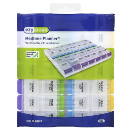 Ezy Dose, ежедневный ежедневник, 4 раза в день, с кнопкой, 2 шт., размер XL, 1 шт.