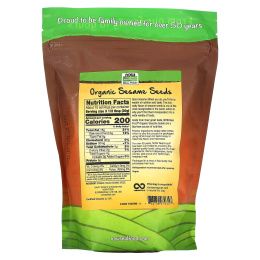 NOW Foods, Real Food, органические сырые семена кунжута, 454 г (16 унций)