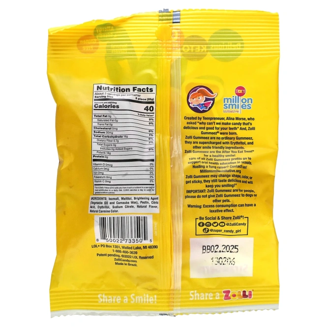 Zollipops, Zolli Gummeez, клубника, 55 г (1,94 унции)