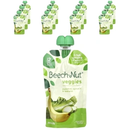 Beech-Nut, овощи, для детей от 6 месяцев, цукини, шпинат и банан, 12 паучей по 99 г (3,5 унции)