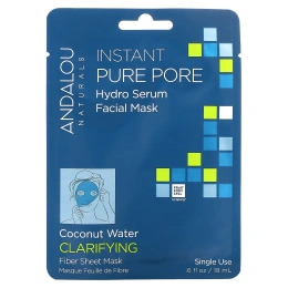 Andalou Naturals, Instant Pure Pore, Hydro Serum Facial Mask, 1 Single Use Fiber Sheet Mask, .6 fl oz (18 ml)